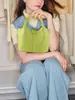 Bolsa Cesta de Verduras Estilo Nuevo Primavera 2025 Bolso de Mano Tejido Transfronterizo Europeo y Americano Bolso de Viaje Versátil Cremallera de Gran Capacidad