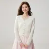 Cardigan Clássico de Tricô de Caxemira Patchwork de Renda com Decote V Estilo Francês Suave Outerwear Solto Feminino Chegada Nova Outono/Inverno