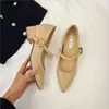 Zapatos de Mujer Estilo Francés con Punta Aguda que Aumentan la Altura 2025 Primavera Nuevos Retro Versátiles Elegantes de Correa Única con Tacón Grueso Zapatos Mary Jane