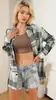Ropa Europea y Americana 2023 Nuevo Aliexpress Estación Independiente Chaqueta Cardigan de Cuadros de Manga Larga con Solapas para Mujer Cuadros