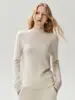 ¡Suave y delicado con la piel! Suéter 100% cachemira para mujer, otoño/invierno, cuello alto medio, tejido de cachemira pura, color liso, manga larga