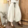 Pantalones de pierna ancha de algodón y lino de color liso para mujer, nuevo estilo de verano, holgados y cómodos, estilizan y son versátiles