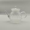 Juego de té de vidrio soplado a mano de fábrica de vidrio de borosilicato resistente al calor tetera rayada para té perfumado