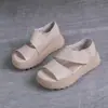 Sandalias de Mujer 2026 Primavera/Verano Nuevas de Primera Capa de Piel de Vaca de Caña Baja con Suela Gruesa Cómodas Antideslizantes Boca de Pez con Velcro