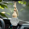 Pingente Aromaterapia para Carro Frasco Vazio, Frasco Difusor de Óleo Essencial para Interior de Carro, Frasco de Perfume Criativo de Vidro com Tampa de Madeira de Lótus Atacado