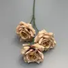 Flor Artificial Laifei Rosa de 3 Cabezas Salón de Bodas Paisajismo Flor Artificial Rosa Escena de Boda Arreglo Floral Accesorios para Fotografía al Aire Libre