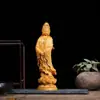 Rosario de Talla en Madera de Boj Adornos de Guanyin Talla en Madera Maciza Guanyin Bodhisattva Artesanía Tradicional de Talla en Madera Accesorios de Escritorio