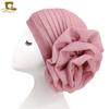 Sombrero Turbante de Flor Grande de Seda Brillante Nuevo Sombrero Indio Suministro Más Vendido de Amazon Tjm-322 Estilo Étnico Holgado