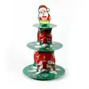 Suporte de bolo dobrável e montável feito à mão para o Natal, suporte de exibição de lanches e bolos para festas de fim de ano, decoração de Natal