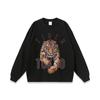 Fierce Tiger Direct Spray Printing Heavy Washing Old Camiseta de manga curta masculina e feminina estilo americano vintage solta marca de moda camiseta de meia manga