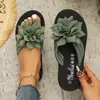 Chanclas Planas para Mujer con Diseño de Flor, Talla Grande, Unisex Verano Nuevo Estilo Sandalias de Pareja