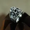 Anillo de Acero de Titanio para Hombre con Calavera Masónica Retro de Personalidad Europea y Americana, Anillo de Dedo de Moda Punk Tendencia Elegante