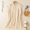 Camisa sin mangas de algodón y lino simple y artística para mujer, verano casual, talla extra, camisa de lino, top holgado de longitud media, fino