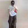 Camiseta de manga corta con estampado de gato a rayas blancas de seda de leche para hombre y mujer, nuevo estilo verano 2026, top holgado y casual de media manga