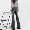 Jeans Koreanos de Cintura Alta Micro-Flare para Mulheres 2025 Nova Primavera & Outono Retro Slim Stretch Calças de Ferradura Comprimento Total