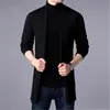 Cardigan de Punto Largo Cruzado Nuevo para Primavera y Otoño Moda Masculina Casual con Bolsillo Abrigo Suéter para Hombre
