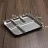 Placa de Barbacoa Integrada Retro de Acero Inoxidable con Cuatro Compartimentos para Condimentos y Salsas, Uso Comercial