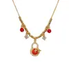 Moda Luxo Leve Estilo Chinês Colar de Fita Completo de Diamante e Pingente de Cabacinha Personalizado Versátil Corrente de Clavícula de Alta Qualidade Atacado