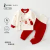 Roupas para Bebê Recém-Nascido Outono e Inverno Conjunto para Bebê Cintura Alta Categoria A-Bebê Casaco Fino de Algodão Roupa Monge Sem Costura Primavera Quente Vermelho