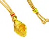 Loja de Ouro Mesmo Estilo Ouro Antigo Oco Filigrana Padrão de Moeda Cabeça de Buda Pingente Cobre Banhado a Ouro Portátil Pingente de Buda Corrente de Suéter