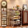 Carrito estrecho multi-funcional estilo vintage para snacks, canasta de cocina multi-capa para frutas y verduras, estante de almacenamiento móvil
