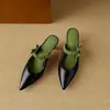 Mules de Moda con Bloques de Color para Mujer con Punta Cerrada, Estilo Coreano 2026 para Uso Exterior en Verano, Elegantes Mules Slip-On de Tacón Alto
