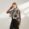 Bufanda de Seda Nueva Estilo Coreano con Cuadros de Mosaico para Mujer, Bufanda de Alto Temperamento, Protección para el Cuello, Chal Cálido, Lista para la Venta