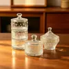 Pote de doces de vidro estilo europeu, pote de armazenamento transparente com tampa, pote de vela de aromaterapia, pote de tempero, cinzeiro, caixa de joias