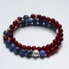 [Azúcar Azul Frutos Rojos] Pulsera de Cristal Natural con Piedra de Cristal Azul y Ágata Roja para Mujer, Pulsera Versátil de Regalo al por Mayor
