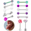 Comercio Electrónico Transfronterizo Más Vendido Set de 12 Piezas de Anillos para la Lengua, Estrella de Cinco Puntas, Bola Redonda, Set de Joyería para Piercing Barbell, Anillos para la Lengua, Anillos para el Pezón