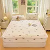 Sábana Bajera Acolchada de Leche Polar Estampada Cubre Cama Engrosada Cálida Agradable a la Piel Suave No Suelta Lavable a Máquina Cálida Toda la Noche