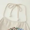 2025 Transfronterizo Aliexpress Más Vendido Ropa de Mujer al por Mayor Nuevo Top con Bordado Floral y Cuello Halter Z