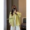 100% Linho! Primavera/Verão 2026 Estilo Casual Relaxado e Versátil Camisa de Linho Respirável Gola de Lapela Cor Sólida Manga Longa para Mulheres
