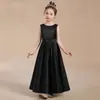 Roupa Preta de Performance para Piano Infantil Vestido de Performance para Orquestra Estudantil Moda Saia Longa de Cetim para Competição de Violino