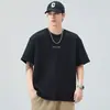 Ropa para Hombre Fengshe / Camiseta de Manga Corta de Peso Pesado 300g para Hombre, Retro Americano Cuello Redondo Ajuste Holgado Manga Media Casual