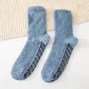 Pantuflas de Felpa para Mujer y Hombre con Agarre Calcetines de Felpa para Dormir para Hombre Calcetines Antideslizantes de Vellón de Coral Medio Lado de Felpa