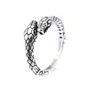Guerrero de Acero Personalidad Creativa Europea y Americana Anillo de Acero de Titanio Acero Inoxidable Serpiente de Doble Cabeza Anillo Abierto Simple