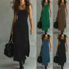 Vestido de tirantes de verano con cuello en U sin mangas para comercio exterior transfronterizo europeo y americano de eBay, elegante y estiloso, con retazos asimétricos, ajustado, largo