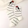 Calcetines Blancos de Dibujos Animados hasta la Pantorrilla para Mujer con Lindos Diseños de Cachorro y Gato, Lunares y Rayas, Transpirables, Calcetines Sencillos y Cómodos