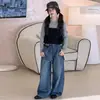 Jeans de Novo Estilo Outono para Meninas (Tamanhos Médio e Grande) Roupas Infantis Crianças Meninas Jeans Casual Estiloso Versátil Fashion Tendência