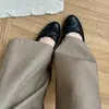 Versión autoadherente~Zapatos de mujer estilo tweed con lazo, bloques de color, punta fina, nuevo estilo delicado, tacón medio, tacón grueso, zapatos Mary Jane