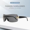 Gafas de Sol Sin Marco Mujer Y2K Punk Una Pieza Gafas de Sol Deportivas Color del Marco de Hombre Gafas de Moda