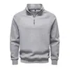 Sudadera para Hombre Transfronteriza Semi-Europea y Americana Forrada de Polar Otoño e Invierno Cuello Alto Versátil Moderna Nueva Prenda 2025 Sudadera con Cremallera Algodón