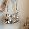 Bolsa de lantejoulas feminina 2024 primavera nova moda corrente simples crossbody bolsa casual crescente bolsa casual bolsa