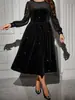 Vestido Feminino Plus Size da Amazon Europeia e Americana, Fashion, Casual, Exquisito, Macio e Brilhante