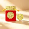 Moneda de la Suerte del Año de la Oveja 2027, Moneda Conmemorativa Réplica de Lámina de Oro, Moneda Delgada, Moneda que Atrae la Riqueza, Regalo de Bolsa de Tela Roja de la Suerte