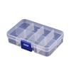 Caja de plástico transparente rectangular de 8 compartimentos, equipo de pesca, aretes, joyero organizador de almacenamiento cubierto, caja de subempaque de múltiples compartimentos para piezas