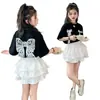 Camiseta de Manga Corta con Mariposa Fresca y Audaz para Niñas 2026 Nuevas Llegadas de Verano Falda de Pastel en Capas Mediana y Grande Conjunto de Falda Esponjosa para Niños