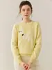 Suéter de Cachemira Jacquard con Perro de Dibujos Animados, Cuello Redondo Suave, Otoño/Invierno 2025, Suéter de Punto Holgado para Mujer, Top Básico