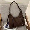 Bolso cruzado estilo coreano de gran capacidad para el hombro para mujer 2026 Nuevo bolso de mano de moda retro para ir al trabajo Bolso de doble hombro de un solo hombro
